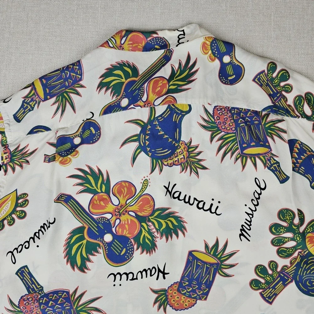 VTG Banana Republic Safari Travel Rayon Hawaii Camp Shirt Mens 2XL Aloha 80s